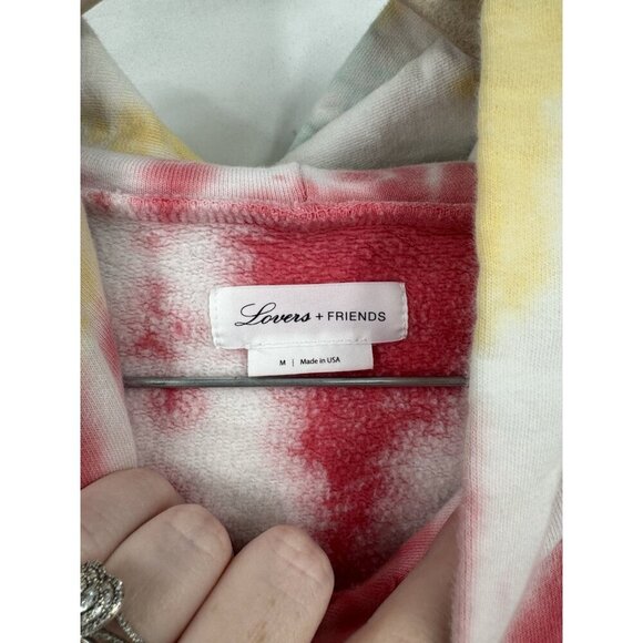 Lovers & Friends Tie Dye Cropped Hoodie Sweatshirt Women Medium Colorful Hippie - Picture 4 of 9